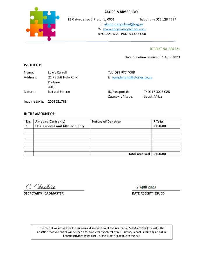 New receipt template